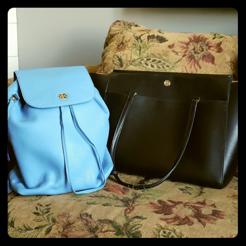 Tory Burch Brody Backpack.PLUS TB Large black tote